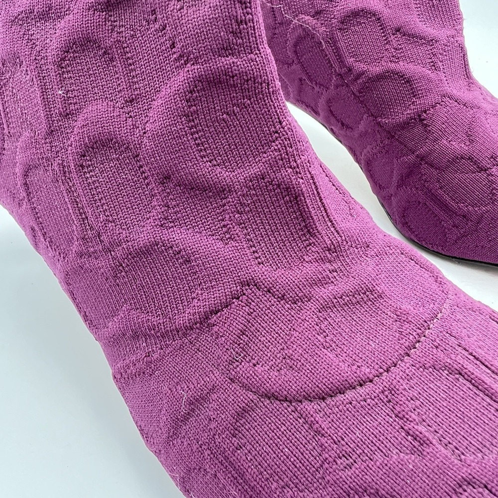 Coach Women's Jade Knit Sock Booties Deep Berry Stretch Knit Sz 8.5 Kitten Heel - Picture 13 of 14